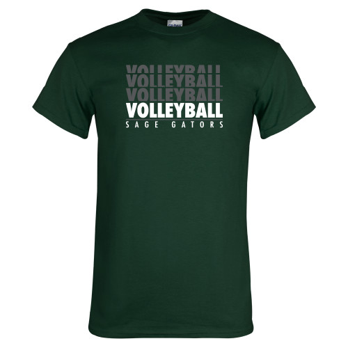  Dark Green T Shirt - Volleyball Repeating