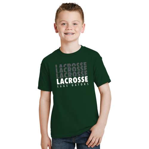  Youth Dark Green T-Shirt - Lacrosse Repeating