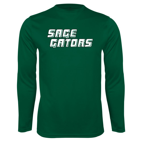  Dark Green Performance Long Sleeve Shirt - Sage Gators Wordmark