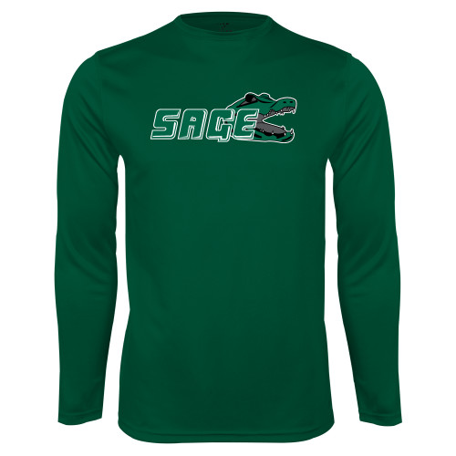 Dark Green Performance Long Sleeve Shirt - Sage w/Gator Head