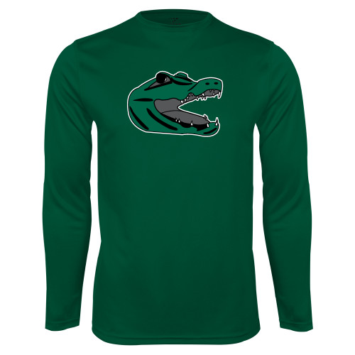  Dark Green Performance Long Sleeve Shirt - Gator Head