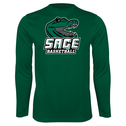  Dark Green Performance Long Sleeve Shirt - Basketball