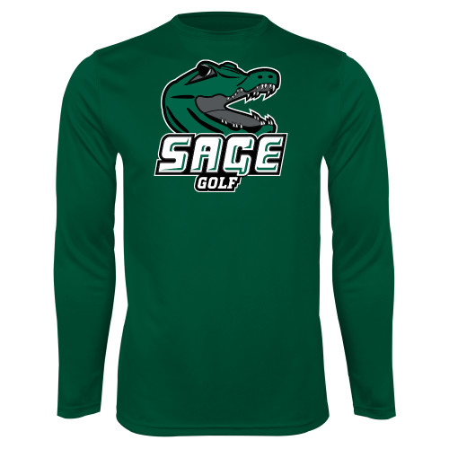  Dark Green Performance Long Sleeve Shirt - Golf