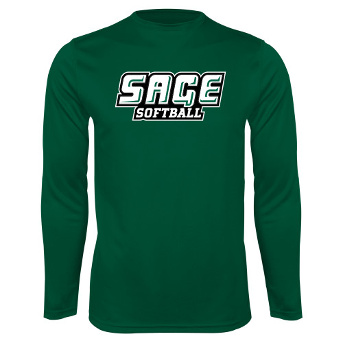  Dark Green Performance Long Sleeve Shirt - Softball