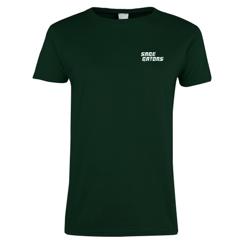  Womens Dark Green Short Sleeve Tee - Sage Gators Wordmark