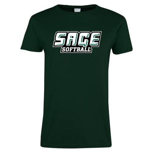  Womens Dark Green Short Sleeve Tee - Softball
