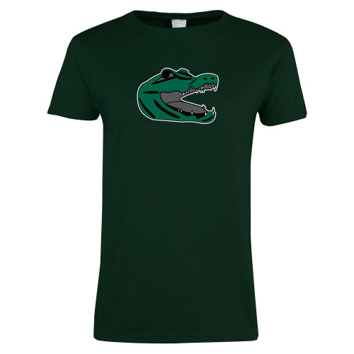  Womens Dark Green Short Sleeve Tee - Gator Head