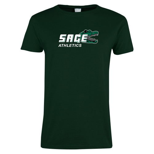  Womens Dark Green Short Sleeve Tee - Athletics