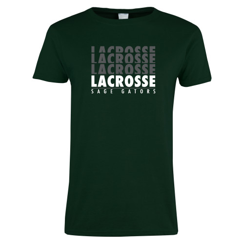  Womens Dark Green Short Sleeve Tee - Lacrosse Repeating