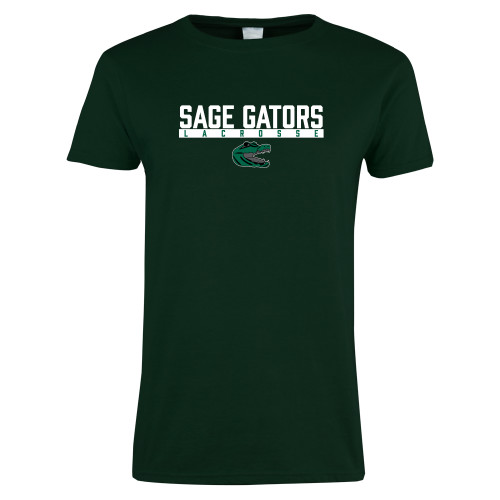  Womens Dark Green Short Sleeve Tee - Lacrosse in Bar