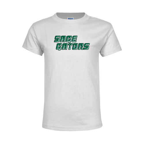  Youth White T Shirt - Sage Gators Wordmark