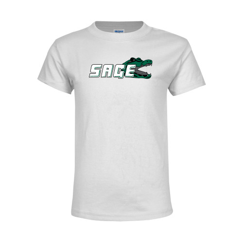  Youth White T Shirt - Sage w/Gator Head
