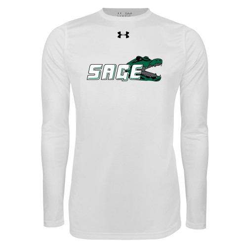  Under Armour White Long Sleeve Tech Tee - Sage w/Gator Head