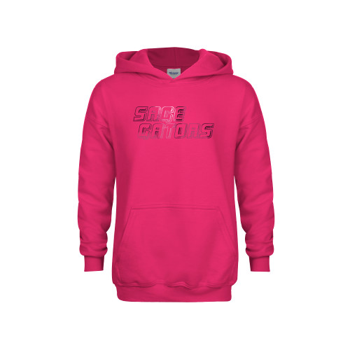  Youth Hot Pink Fleece Hoodie - Sage Gators Wordmark  Foil