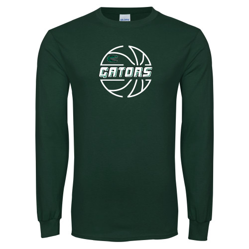  Dark Green Long Sleeve T Shirt - Basketball in Ball