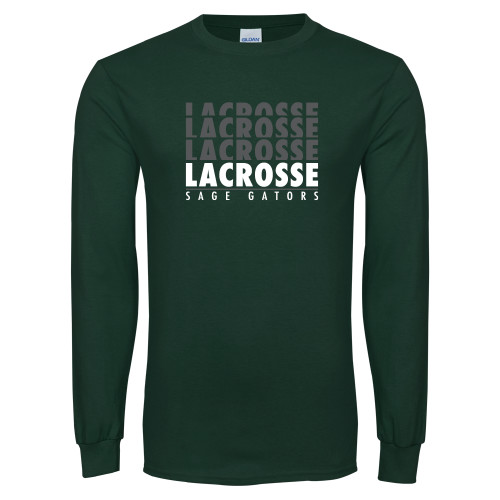  Dark Green Long Sleeve T Shirt - Lacrosse Repeating