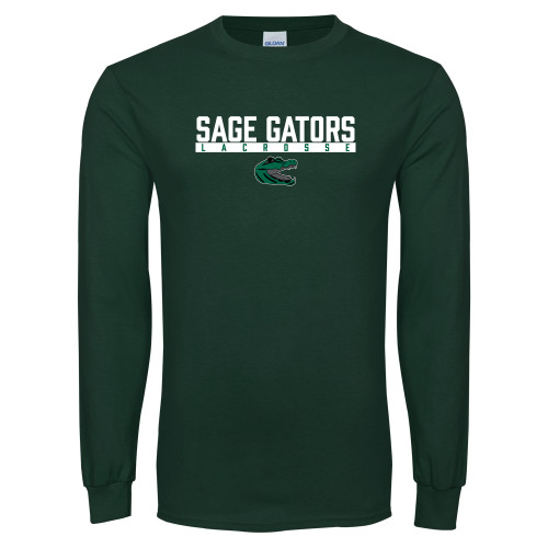  Dark Green Long Sleeve T Shirt - Lacrosse in Bar
