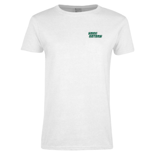  Womens White Short Sleeve Tee - Sage Gators Wordmark