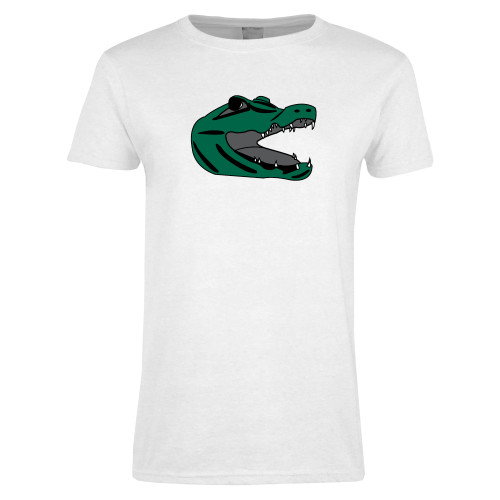  Womens White Short Sleeve Tee - Gator Head