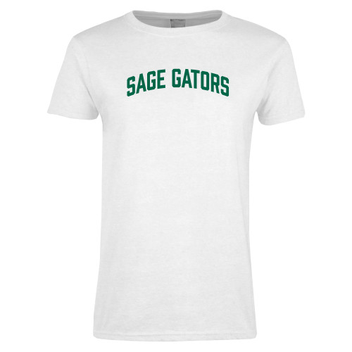  Womens White Short Sleeve Tee - Sage Gators Arched