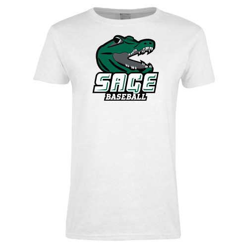  Womens White Short Sleeve Tee - Baseball