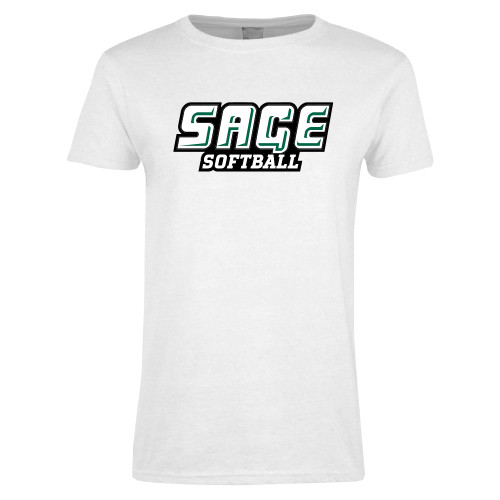  Womens White Short Sleeve Tee - Softball