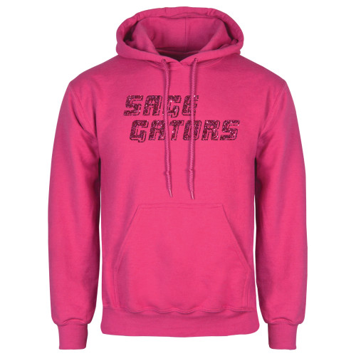  Womens Fuchsia Fleece Hoodie - Sage Gators Wordmark Hot Pink Glitter