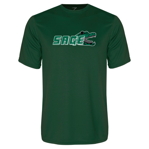  Dark Green Performance Tee - Sage w/Gator Head