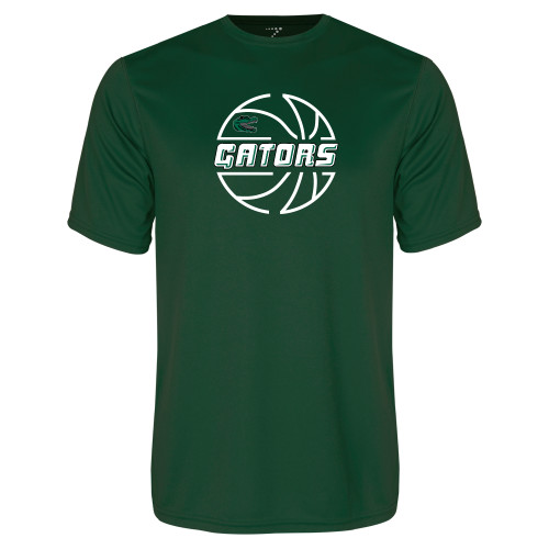  Dark Green Performance Tee - Basketball in Ball