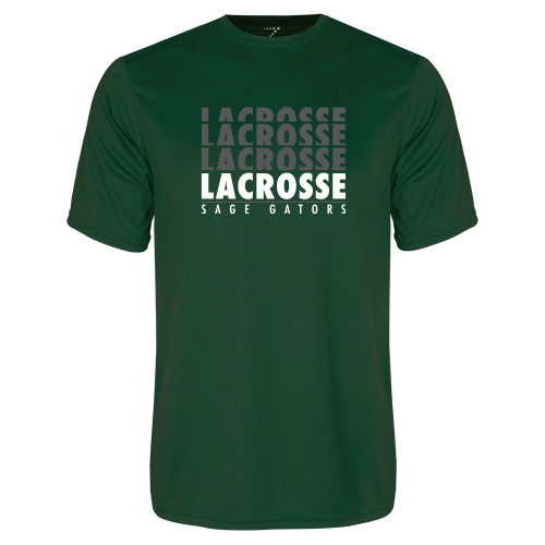  Dark Green Performance Tee - Lacrosse Repeating