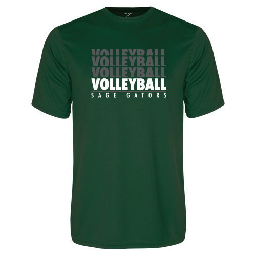  Dark Green Performance Tee - Volleyball Repeating