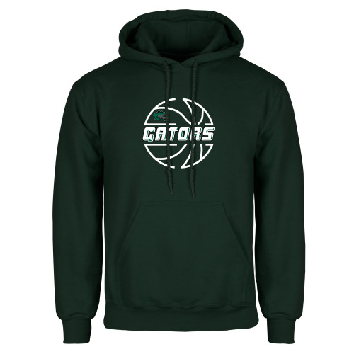  Dark Green Fleece Hood - Basketball in Ball
