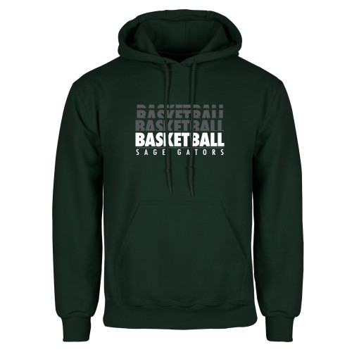  Dark Green Fleece Hood - Basketball Repeating