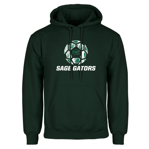  Dark Green Fleece Hood - Distressed Soccer Ball