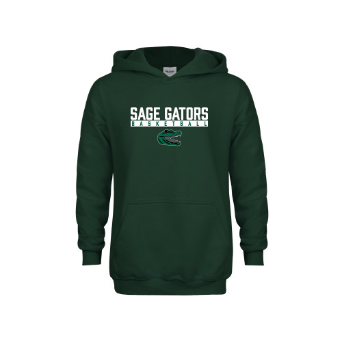  Youth Dark Green Fleece Hoodie - Basketball in Bar