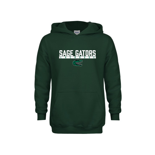  Youth Dark Green Fleece Hoodie - Lacrosse in Bar