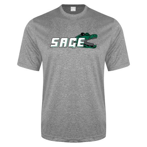  Grey Heather Performance Contender Tee - Sage w/Gator Head