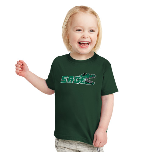  Toddler Dark Green T Shirt - Sage w/Gator Head