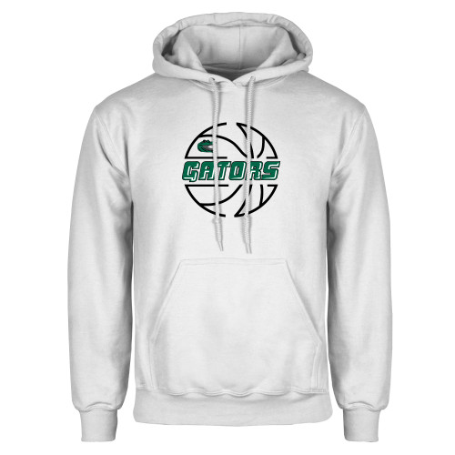  White Fleece Hoodie - Basketball in Ball