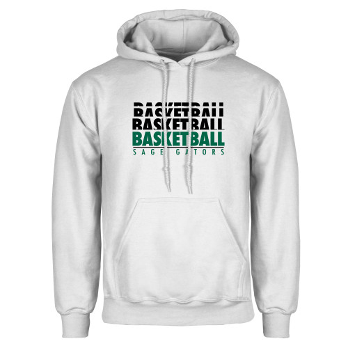  White Fleece Hoodie - Basketball Repeating