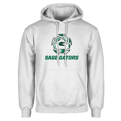  White Fleece Hoodie - Distressed Soccer Ball