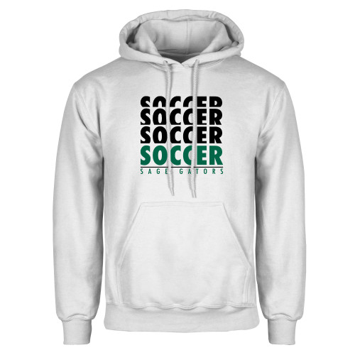 White Fleece Hoodie - Soccer Repeating