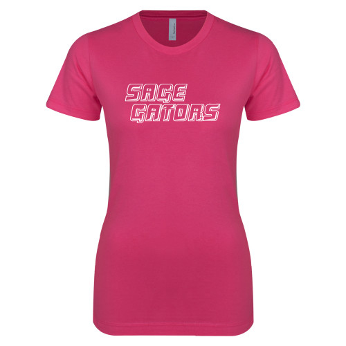 Next Level Womens Fuchsia Boyfriend Tee - Sage Gators Wordmark