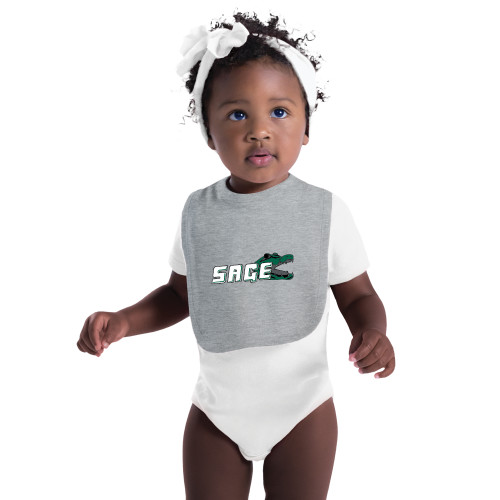  Grey Baby Bib - Sage w/Gator Head