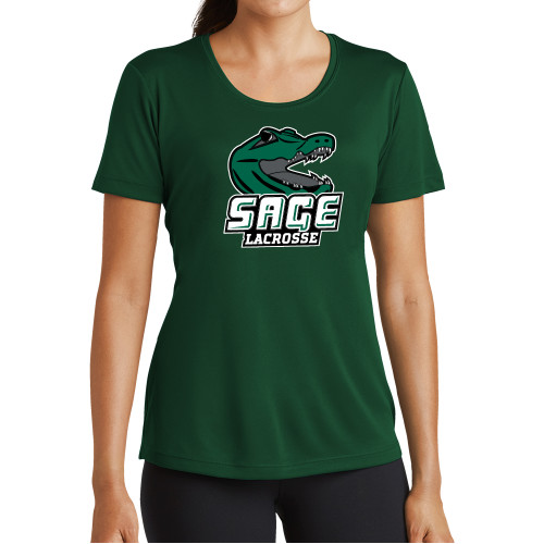  Womens Dark Green Performance Short Sleeve Tee - Lacrosse