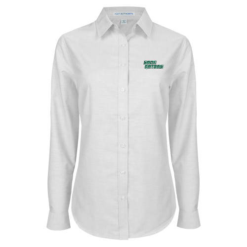  Womens White Oxford Shirt - Sage Gators Wordmark