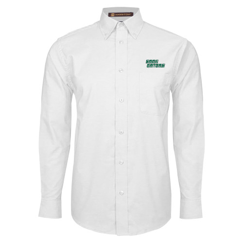  White Oxford Long Sleeve Shirt - Sage Gators Wordmark