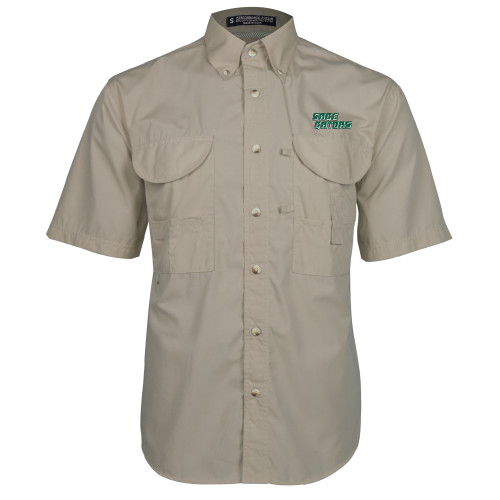  Khaki Fishing Shirt Performance Short Sleeve - Sage Gators Wordmark