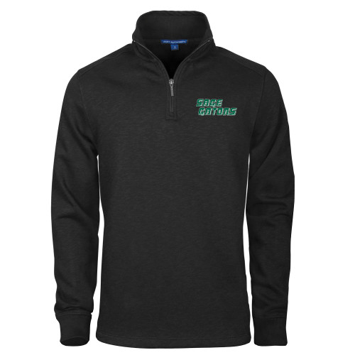  Black Slub Fleece 1/4 Zip Pullover - Sage Gators Wordmark