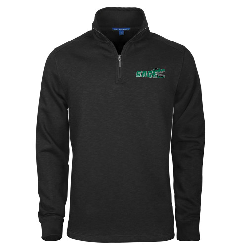  Black Slub Fleece 1/4 Zip Pullover - Sage w/Gator Head